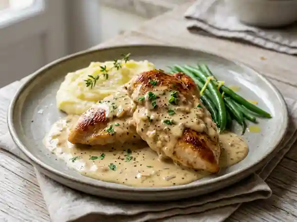 Poulet tendre à la crème de moutarde de Dijon - Photo de présentation