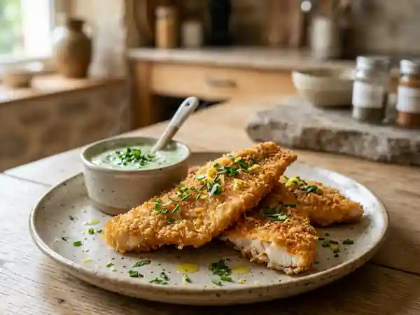 Rougets panés croustillants et sauce verte - Photo de présentation