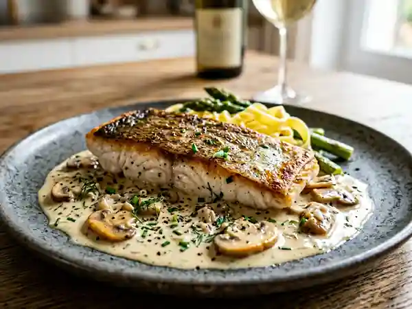 Filets de sandre au Riesling et champignons : recette gourmande et raffinée - Photo de présentation