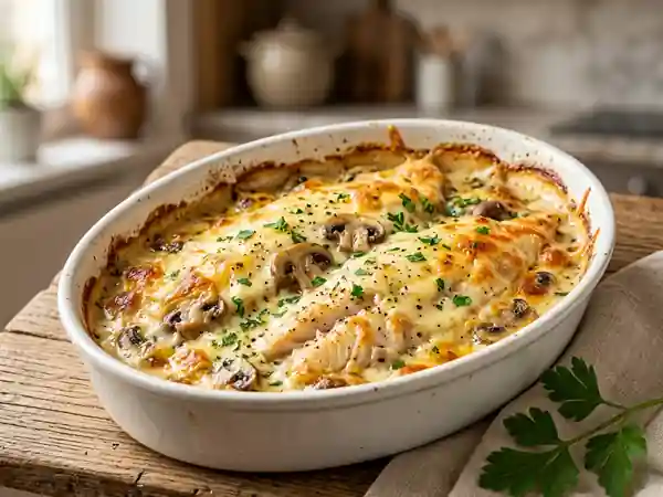 Sole fondante gratinée aux champignons et crème - Photo de présentation