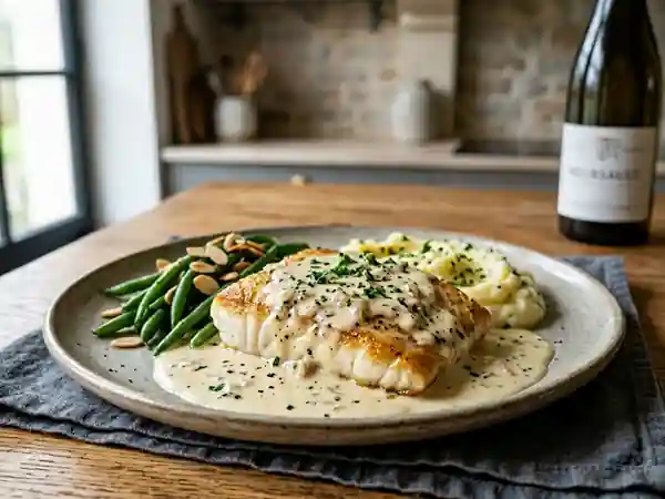 Filets de tubot crémeux au vin de Meursault : recette raffinée et gourmande - Photo de présentation