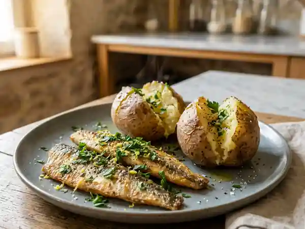 Esprots dorés et pommes de terre fondantes - Photo de présentation