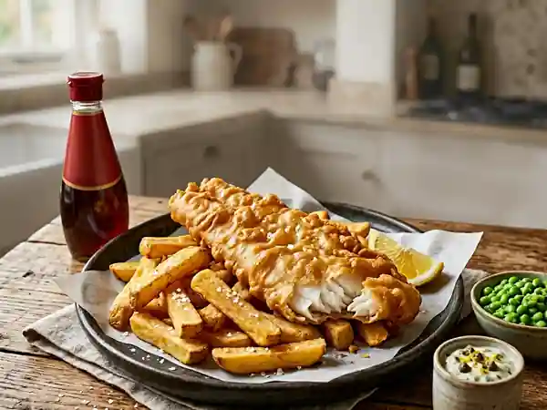Fish and Chips à l'Anglaise : La Vraie Pâte à Friture Traditionnelle - Photo de présentation