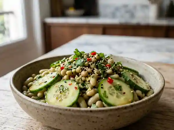 Flageolets aux Concombres et Épices d'Asie : Recette Fraîche et Parfumée - Photo de présentation