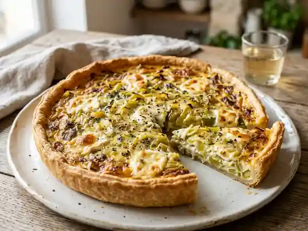 Flamiche aux poireaux et chèvre frais : tarte savoureuse et fondante - Photo de présentation