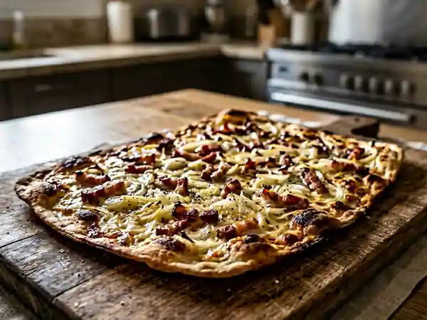 Flammekueche croustillante aux lardons fumés - Photo de présentation