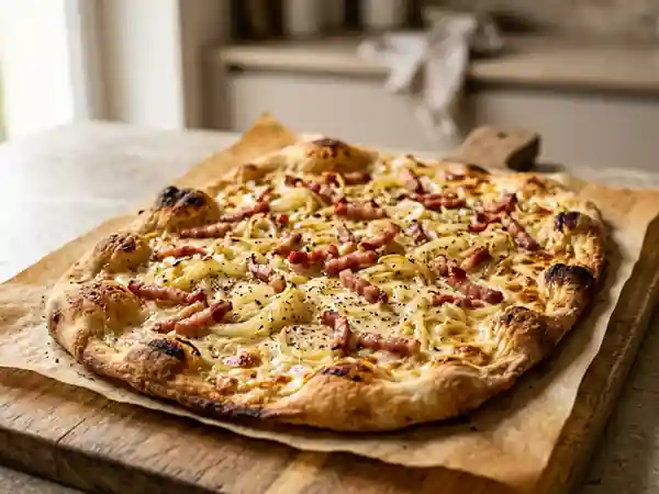 Tarte flambée craquante et crémeuse - Photo de présentation