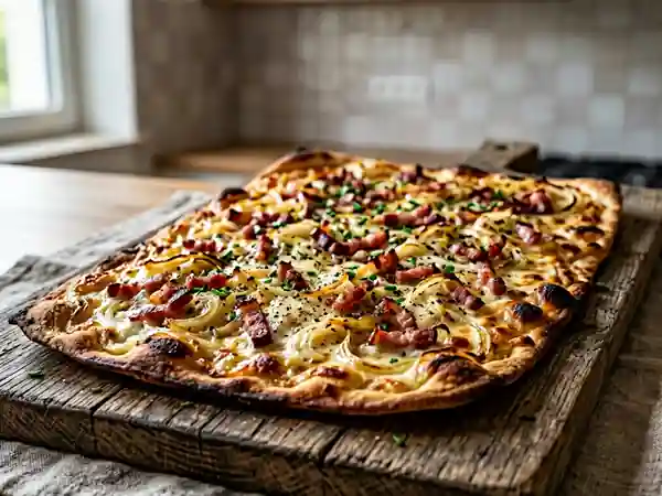 Flammekueche craquante aux lardons fumés - Photo de présentation