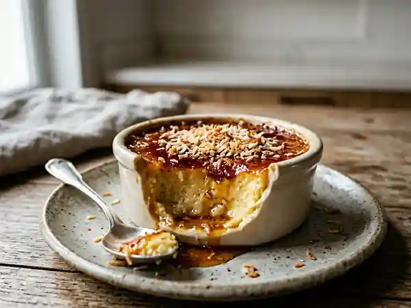 Flan coco fondant et son caramel ambré - Photo de présentation