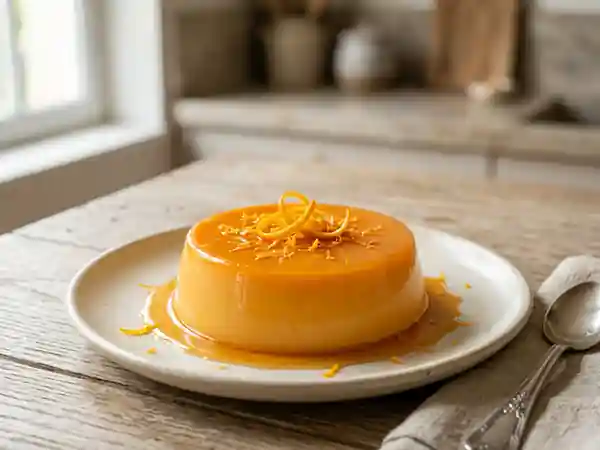 Flan à l'orange onctueux avec gélatine naturelle - Photo de présentation