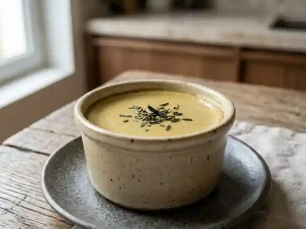 Flan soyeux infusé au thé vert - Photo de présentation