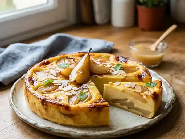 Flan fondant aux poires caramélisées - Photo de présentation