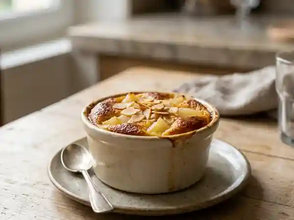Flan fondant aux poires et amandes - Photo de présentation