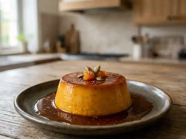 Flan onctueux au potiron et caramel ambré - Photo de présentation