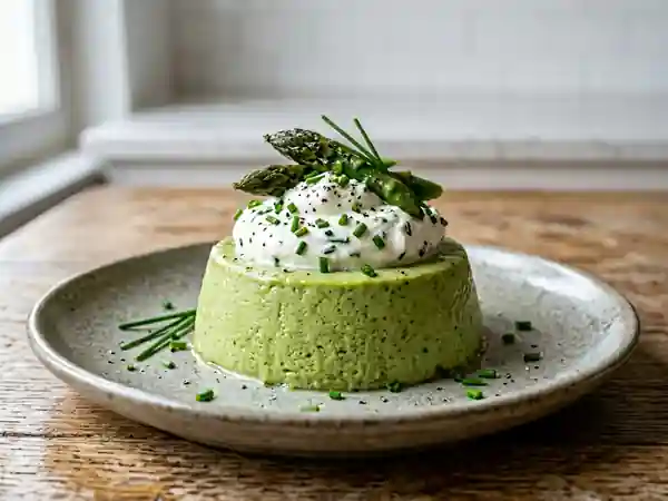 Flan d'asperges onctueux et crème ciboulette - Photo de présentation