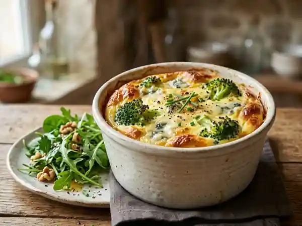 Flan de brocolis au roquefort fondant et savoureux - Photo de présentation