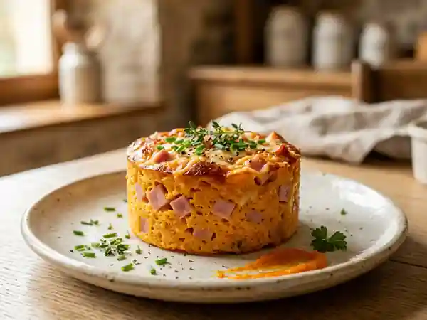 Flan fondant carottes et dés de jambon - Photo de présentation