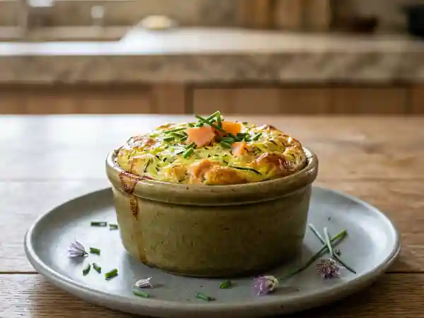 Flan fondant courgette et saumon fumé - Photo de présentation