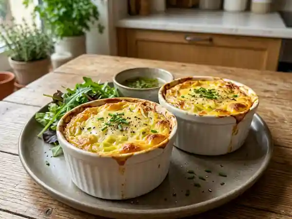 Flan de poireaux fondant et gratiné au fromage - Photo de présentation