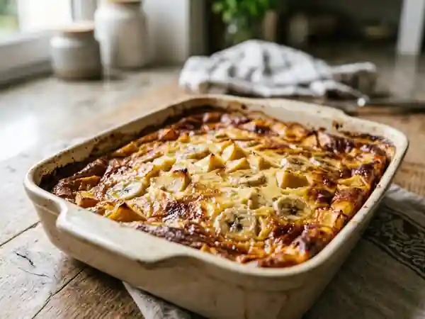Flan fondant pommes et bananes vanillées - Photo de présentation