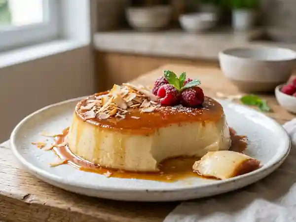 Flan onctueux à la noix de coco : dessert crémeux et exotique - Photo de présentation