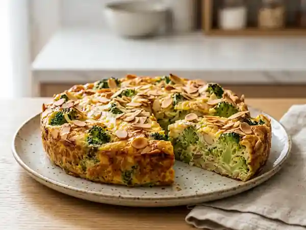 Flan onctueux aux brocolis et amandes grillées - Photo de présentation