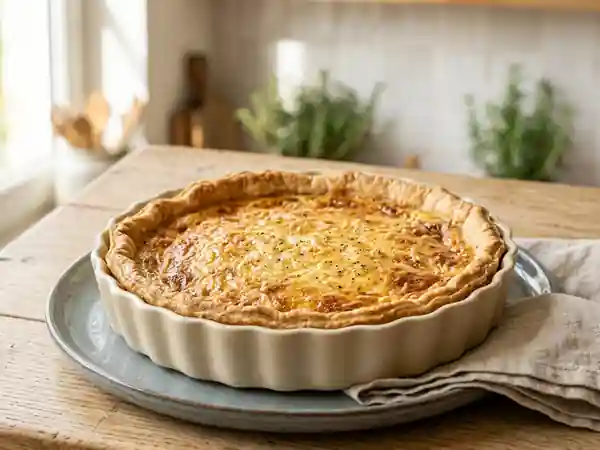 Flan onctueux en pâte brisée maison : recette facile et gourmande - Photo de présentation