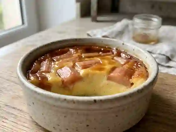 Flan onctueux rhubarbe et caramel blond - Photo de présentation