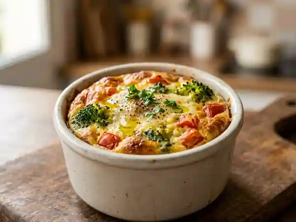 Flan fondant aux brocolis et tomates gratinées - Photo de présentation