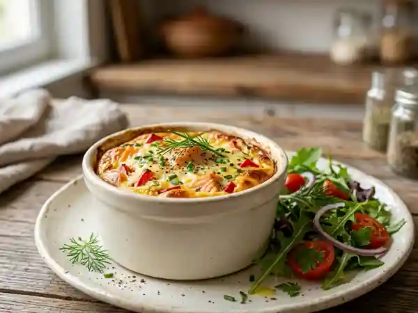 Flan fondant saumon et poivrons - Photo de présentation