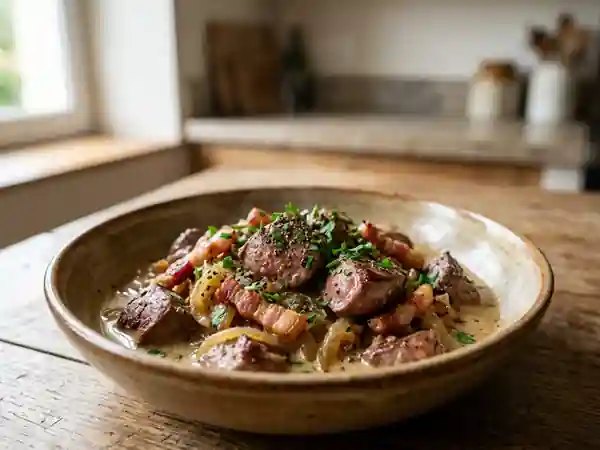 Foie de génisse fondant au bacon croustillant - Photo de présentation