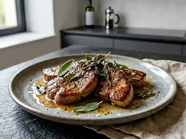 Foie de veau fondant et sa sauge croustillante - Photo de présentation