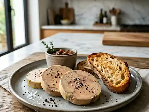 Foie gras au torchon fondant et corsé - Photo de présentation