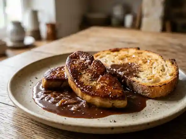 Foie gras poêlé et sa crème acidulée - Photo de présentation