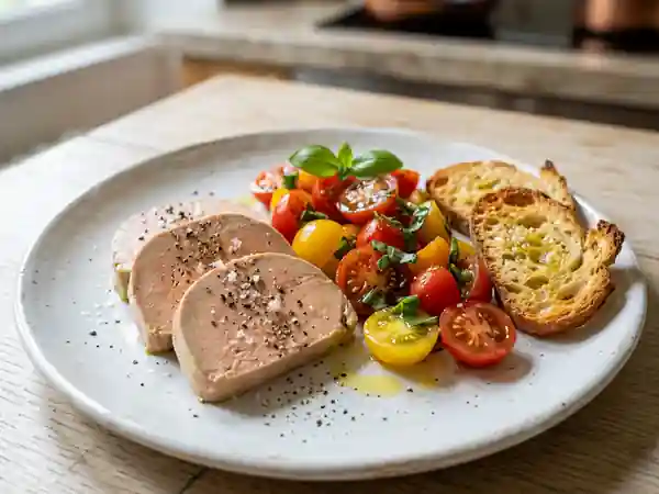 Foie Gras Express au Micro-Ondes et Croustillant d'Été - Photo de présentation