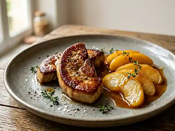 Foie gras poêlé et pommes fondantes - Photo de présentation