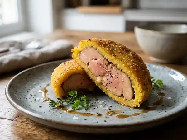 Foie gras fondant en croûte de polenta dorée - Photo de présentation