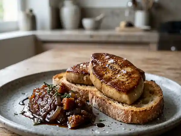 Foie gras poêlé et confiture figue-oignon - Photo de présentation