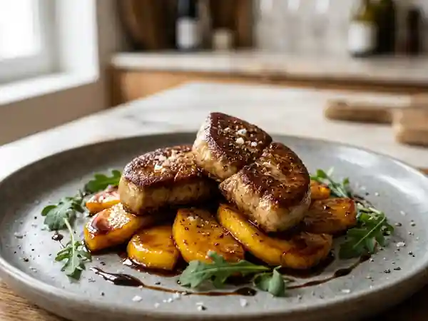 Foie gras poêlé et mangue caramélisée - Photo de présentation