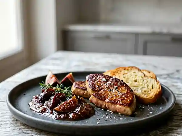 Foie gras poêlé et sa confiture de figues - Photo de présentation