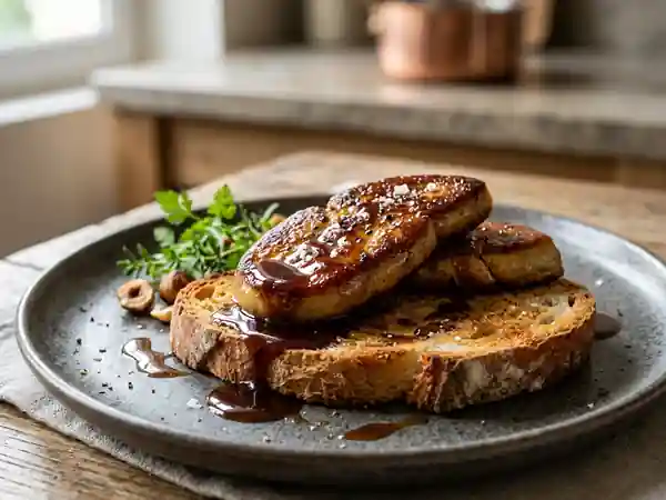 Foie gras poêlé et son jus sirupeux au Pineau - Photo de présentation