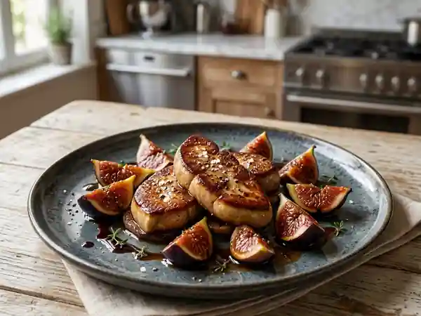 Foie gras poêlé et figues caramélisées - Photo de présentation