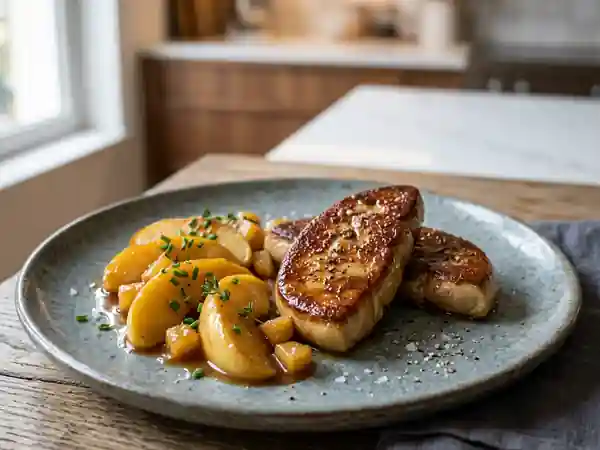 Foie gras poêlé aux pommes caramélisées : la recette gourmande et facile - Photo de présentation