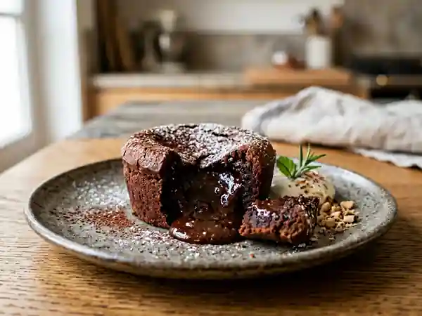 Fondant chocolat-marron au cœur tremblotant - Photo de présentation