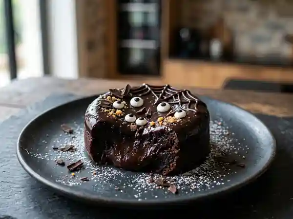 Fondant au chocolat sans cuisson terrifiant pour Halloween - Photo de présentation
