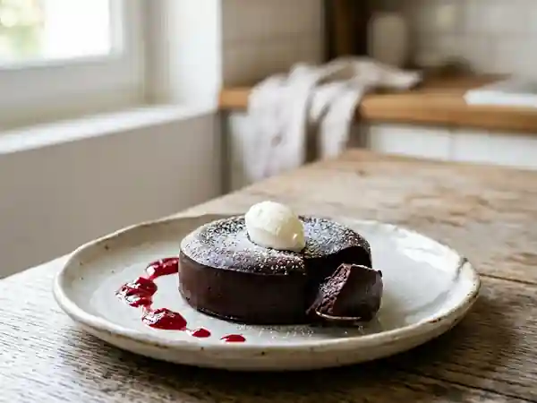 Fondant au chocolat sans cuisson ultra gourmand pour une personne - Photo de présentation