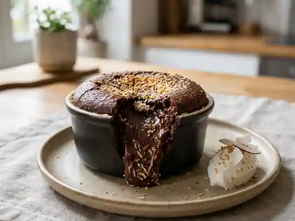 Fondant exotique au chocolat noir et noix de coco - Photo de présentation