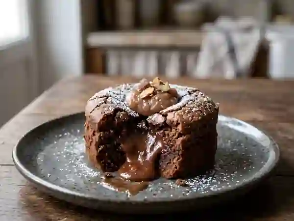 Fondant intense chocolat et crème de marron - Photo de présentation