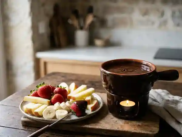 Fondue au chocolat noir onctueuse pour une personne - Photo de présentation