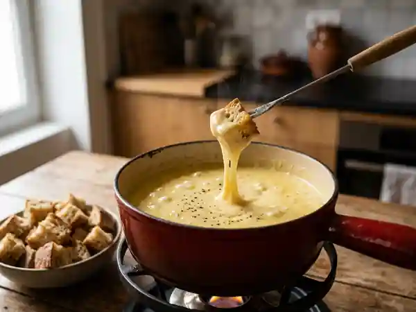 Fondue au fromage de Comté traditionnelle pour une personne - Photo de présentation